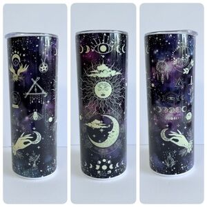 Celestial Hippie Black and Purple 20oz Skinny Tumbler